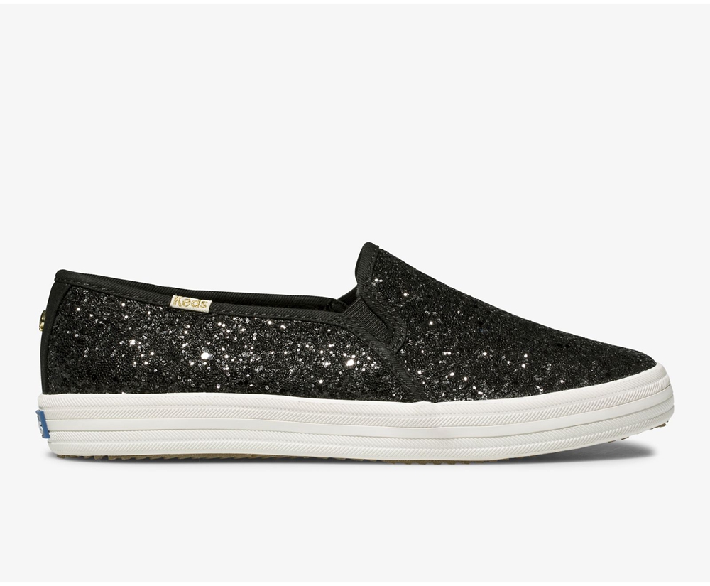 Slip Ons Keds Mujer Negros - Kate Spade New York Double Decker Glitter - 5496-SYTEU